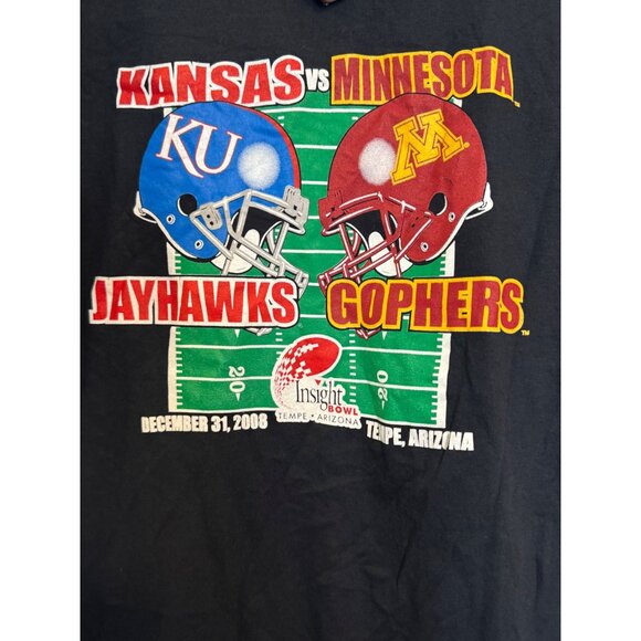 Vintage Kansas vs Minnesota Insight Bowl T-Shirt Black 2008 Medium 1882 Brand - Picture 2 of 5